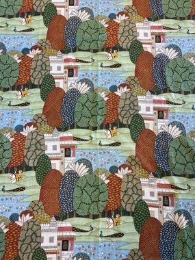 Large fabric piece traditional scenic tapestry floral preppy classy historical